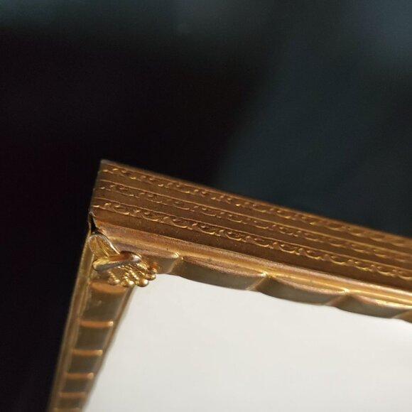 Pair VTG Gold Tone Picture Frames Hollywood Regency Decor Velvet Back MCM Crown - Picture 2 of 12